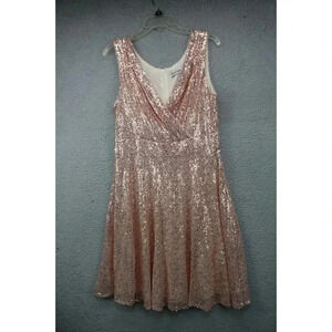 Grace Karin Sleeveless Allover Sequins V-Neck Dress-Size Large-Lined